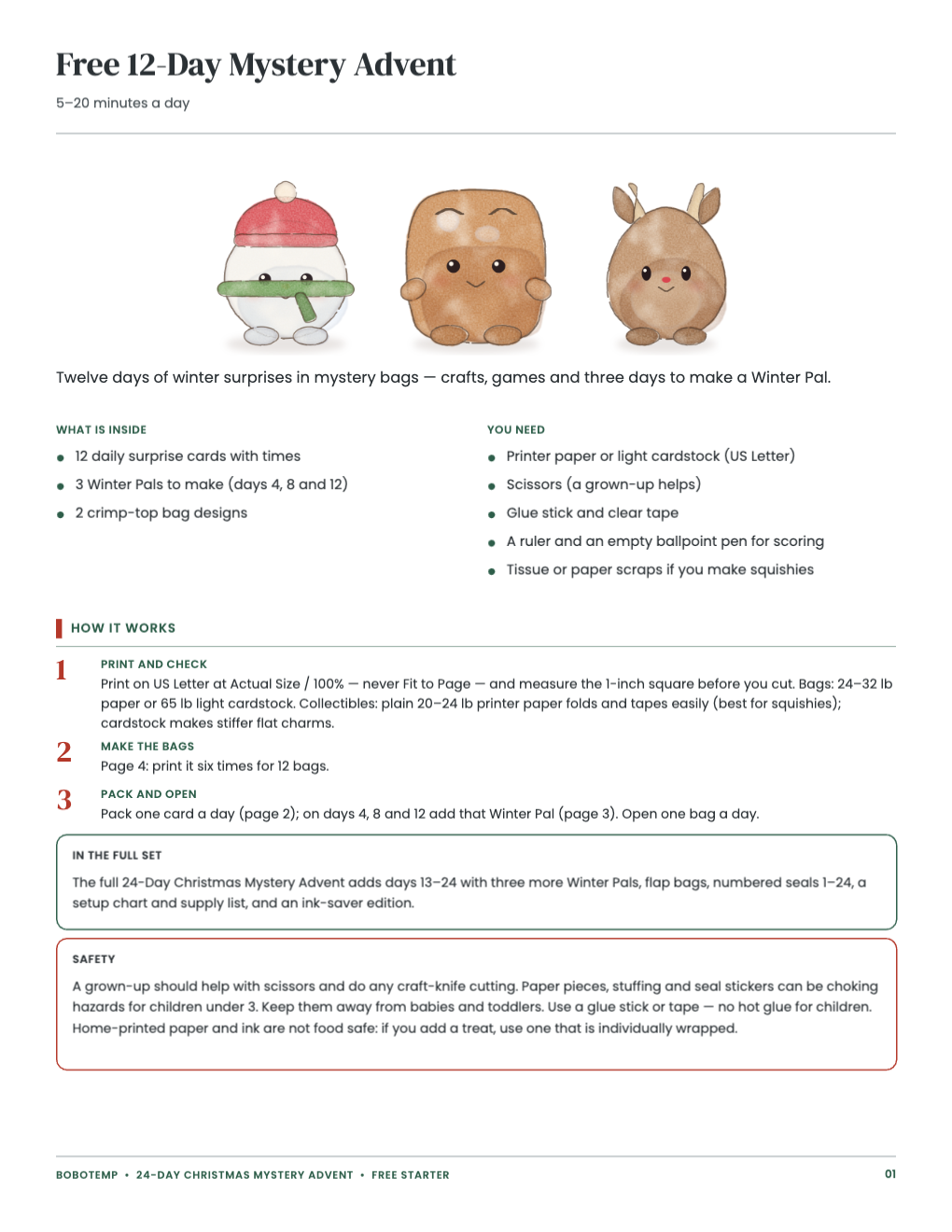 Free 12-Day Mystery Advent guide: what is inside, the steps and safety notes