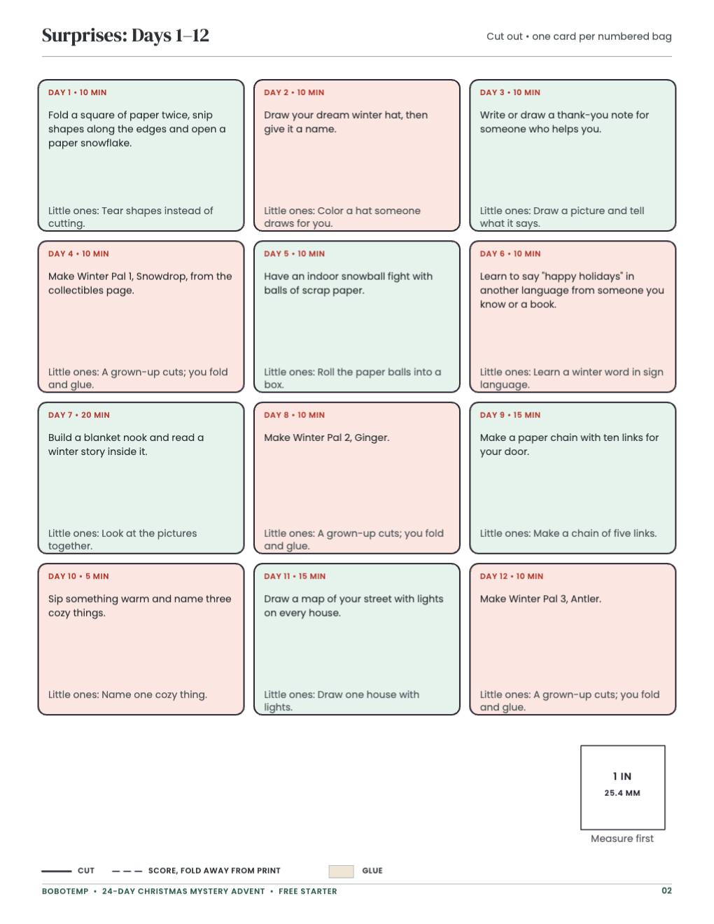 Surprises: Days 1–12 page
