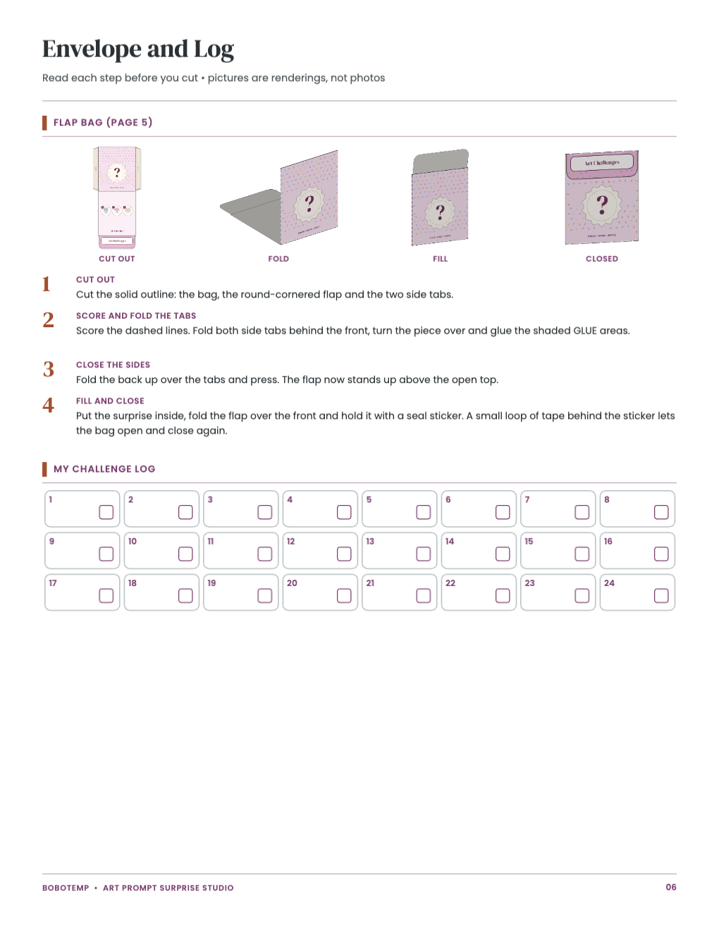 Envelope and Log page