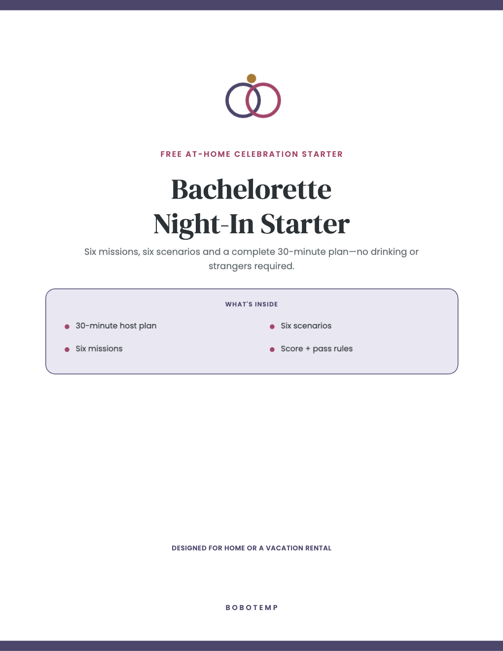Bachelorette Night-In Game Kit free page 1 of 4