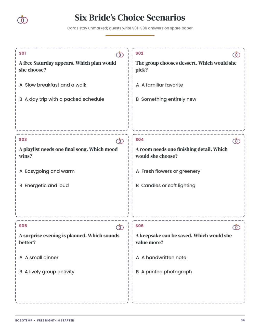 Bachelorette Night-In Game Kit free page 4 of 4