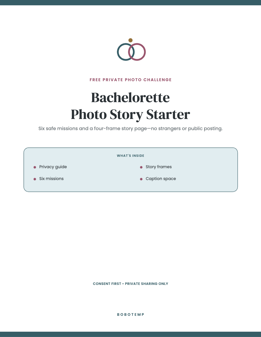 Bachelorette Photo Story Challenge free page 1 of 4