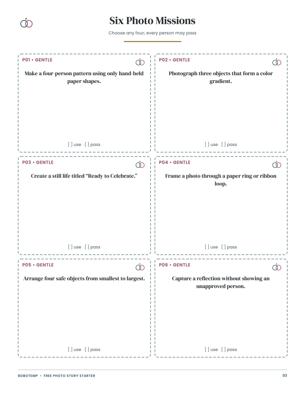 Bachelorette Photo Story Challenge free page 3 of 4