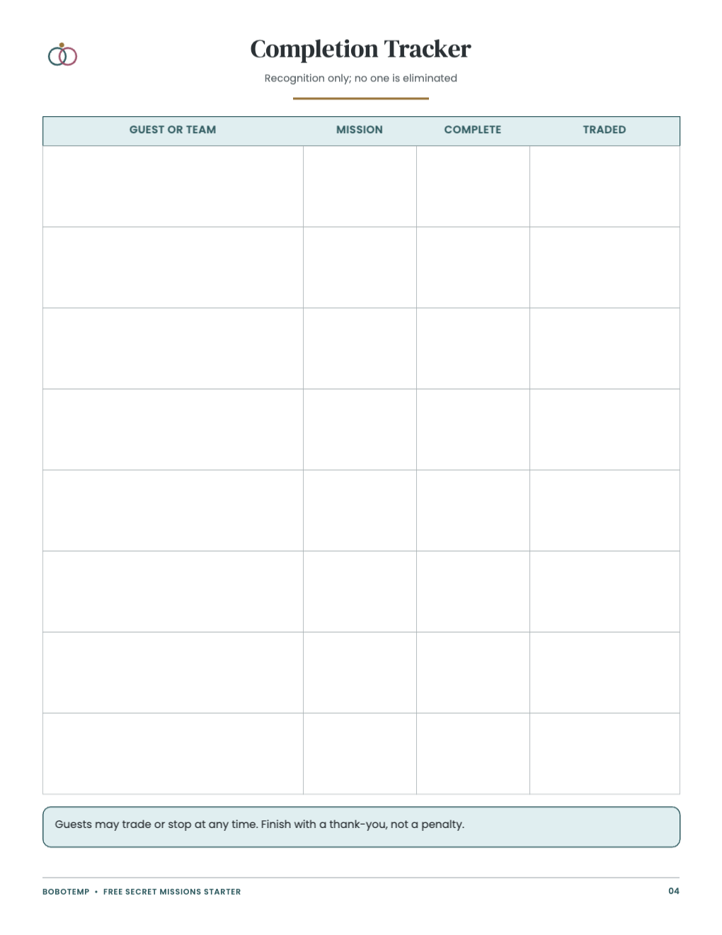 Bachelorette Secret Missions Card Deck free page 4 of 4