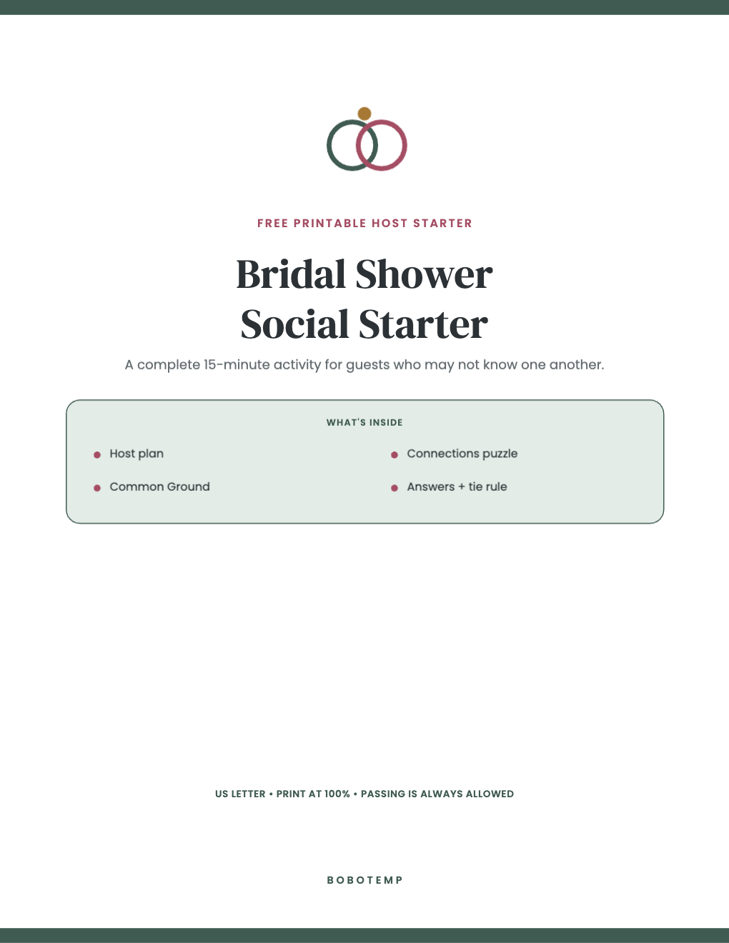 Bridal Shower Social Host Kit free page 1 of 4