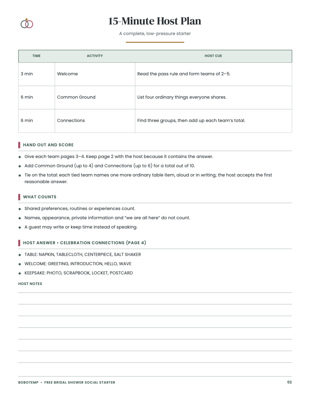 Bridal Shower Social Host Kit free page 2 of 4