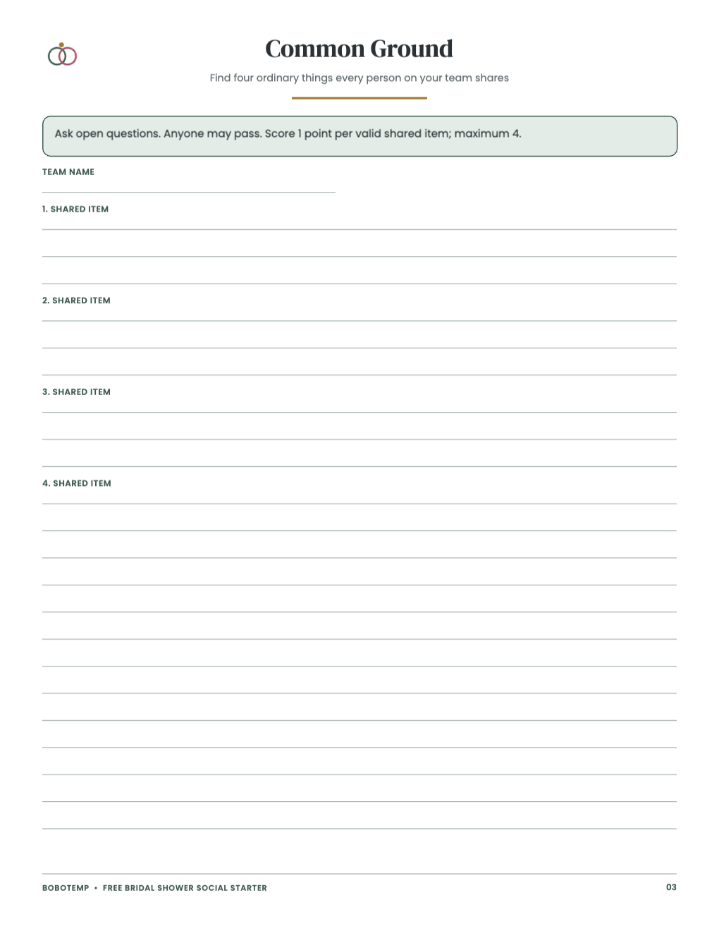 Bridal Shower Social Host Kit free page 3 of 4