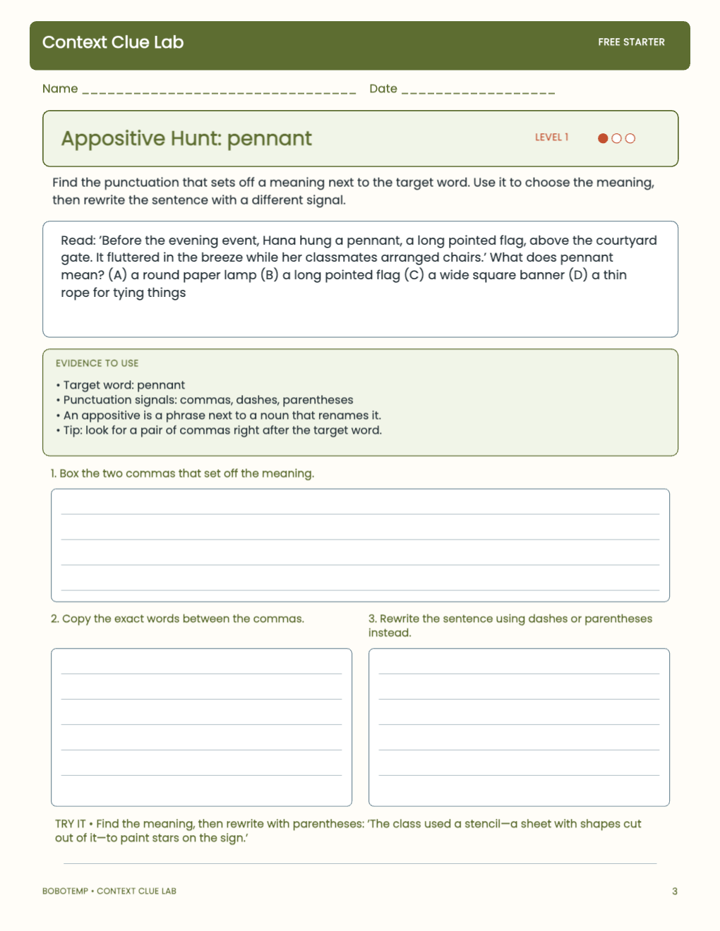 Context Clue Lab free activity page 2
