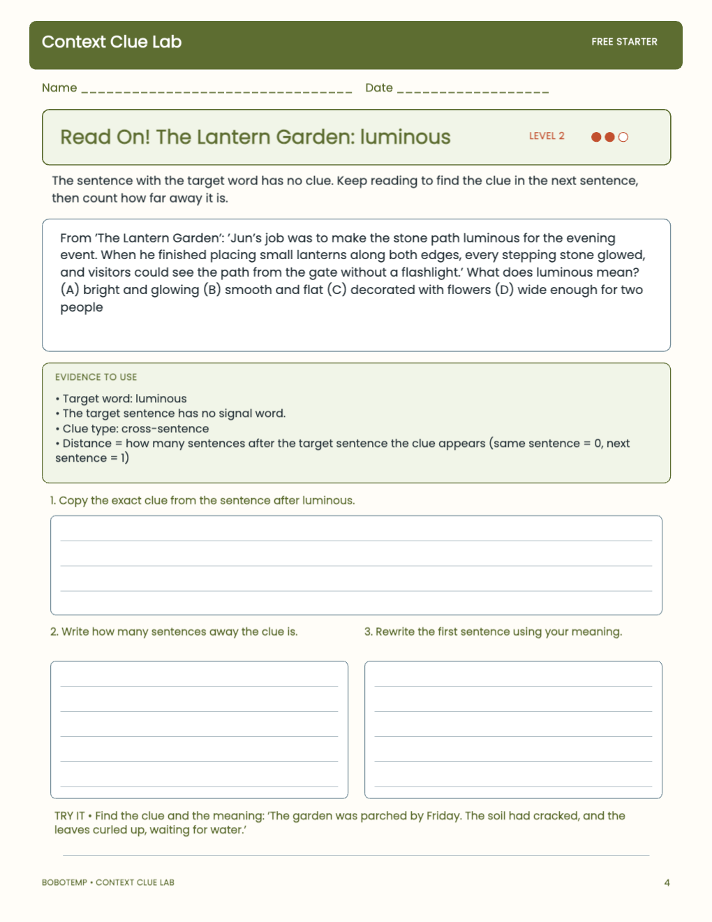 Context Clue Lab free activity page 3