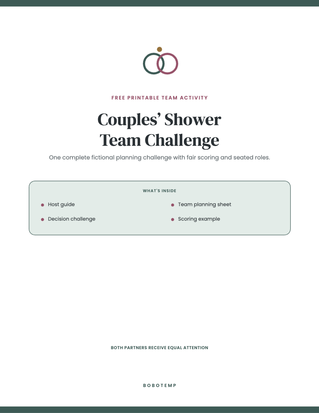 Couples’ Wedding Shower Team Challenge free page 1 of 4