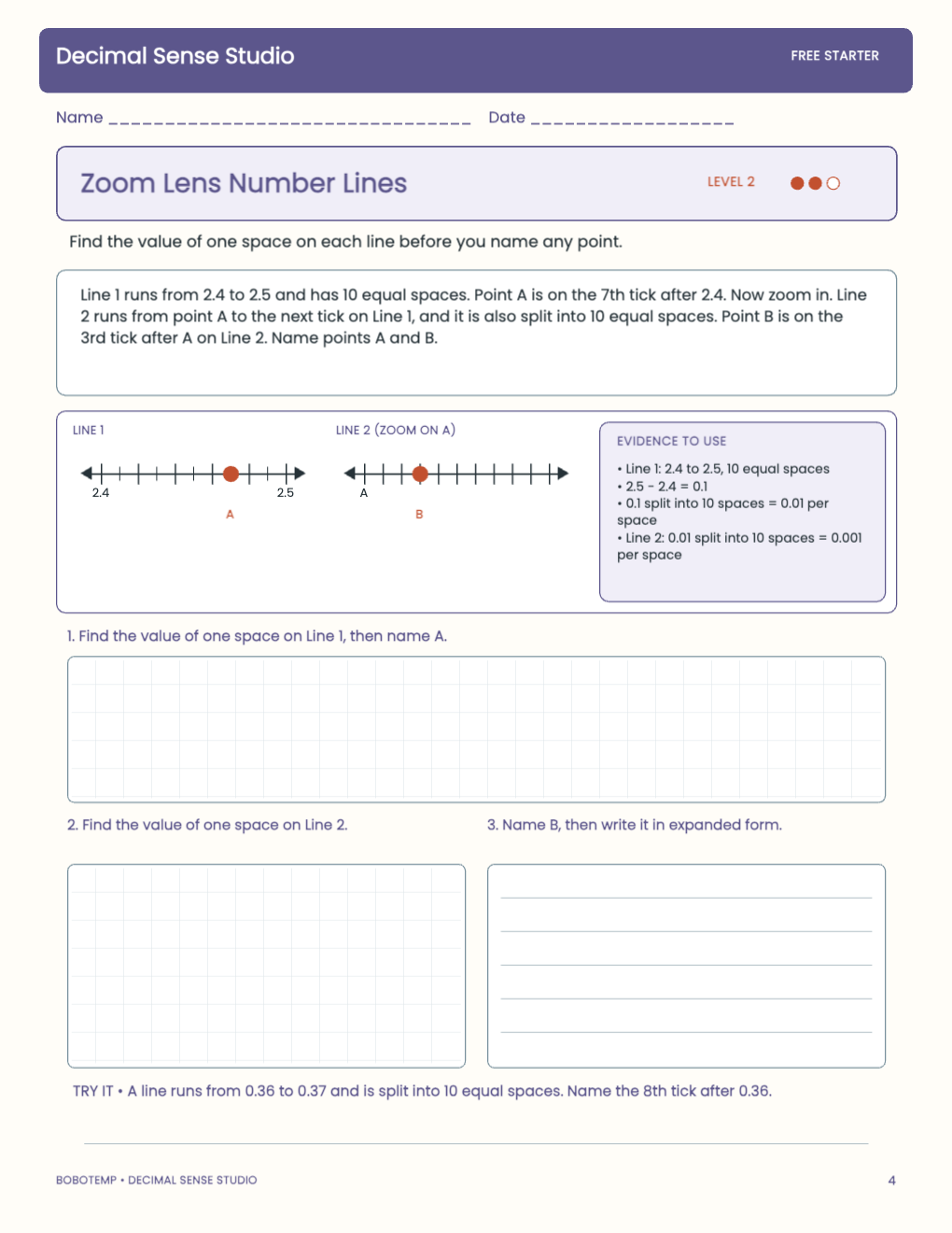 Decimal Sense Studio free activity page 3