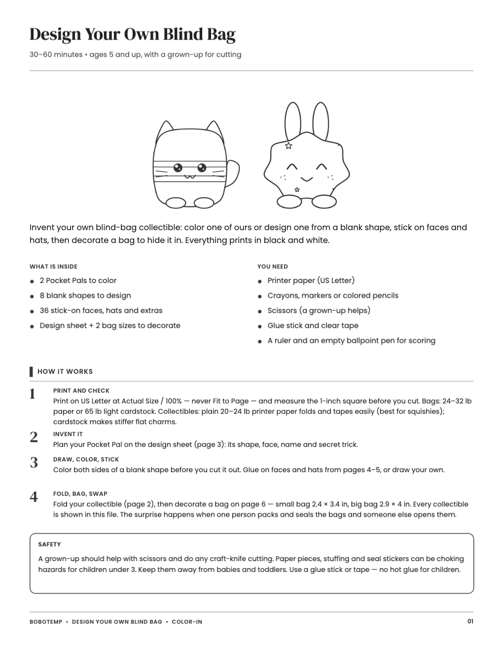 Design Your Own Blind Bag guide: what is inside, the steps and safety notes