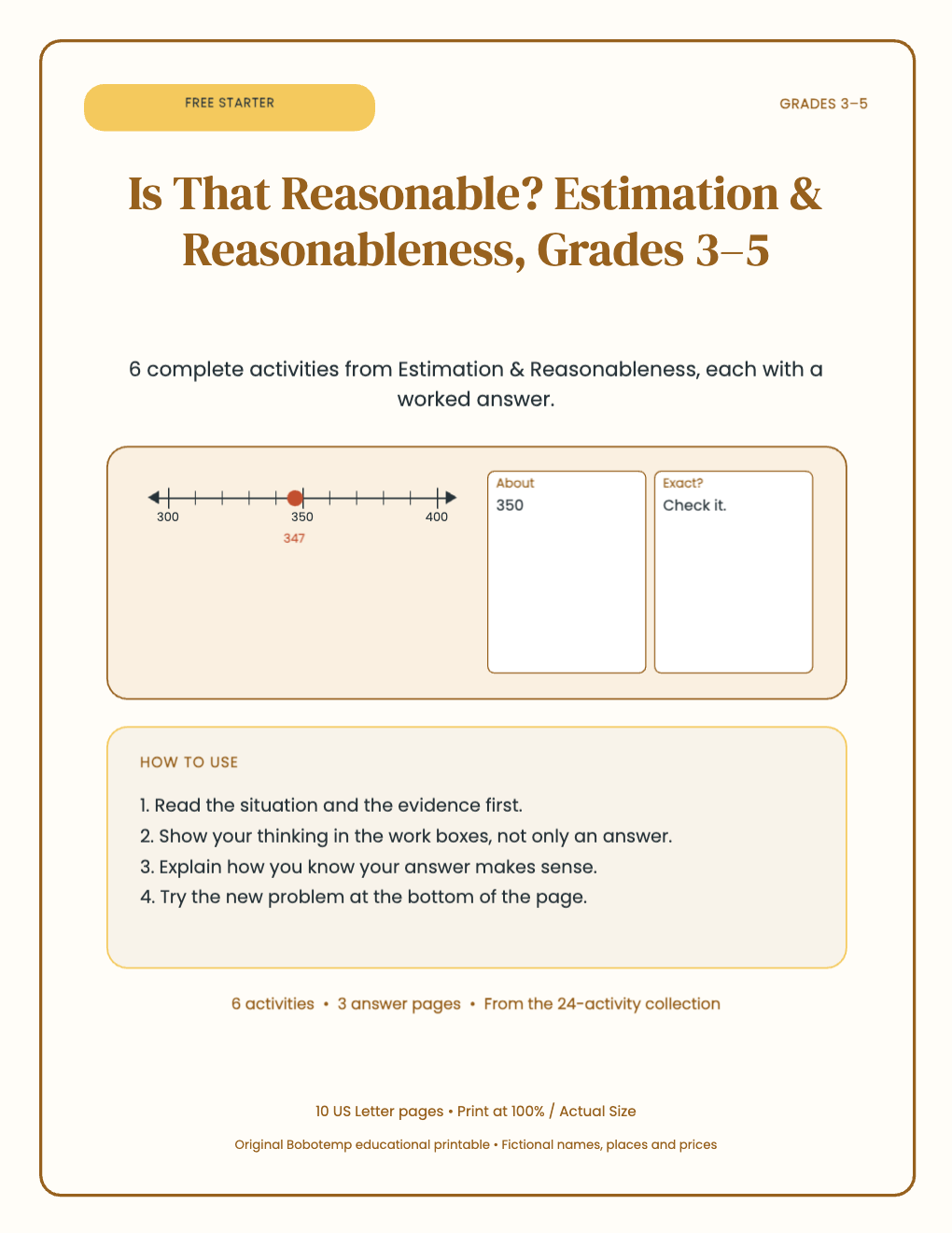 Estimation & Reasonableness free starter cover