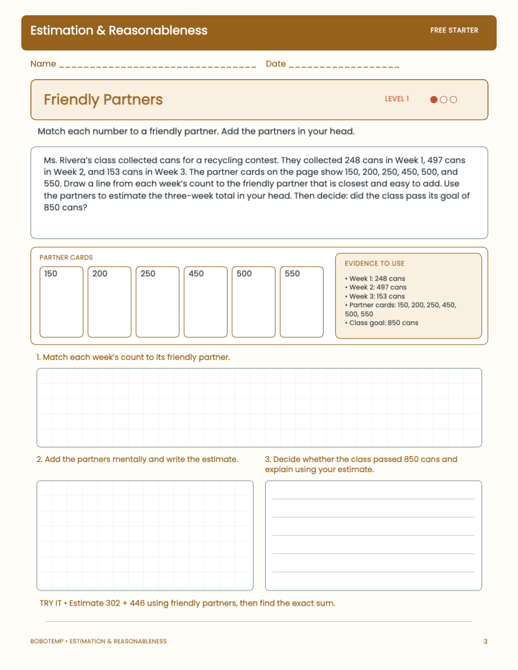 Estimation & Reasonableness free activity page 2