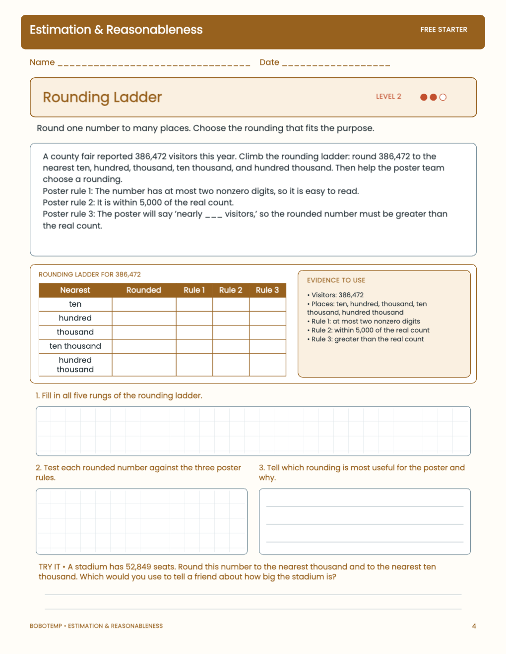 Estimation & Reasonableness free activity page 3