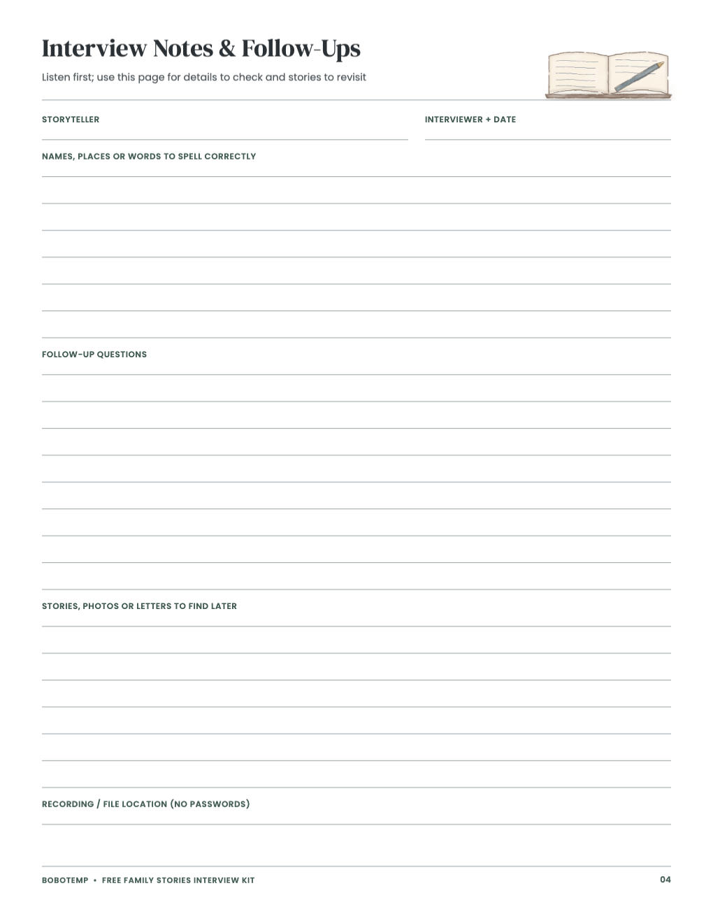 Interview notes and follow-ups