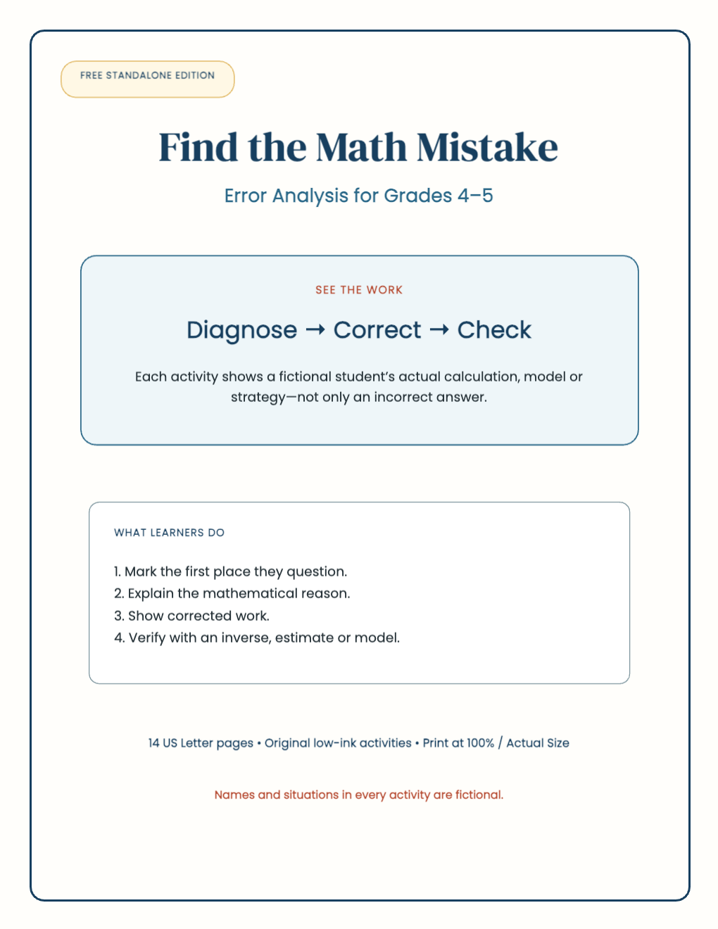 Find the Math Mistake free starter cover