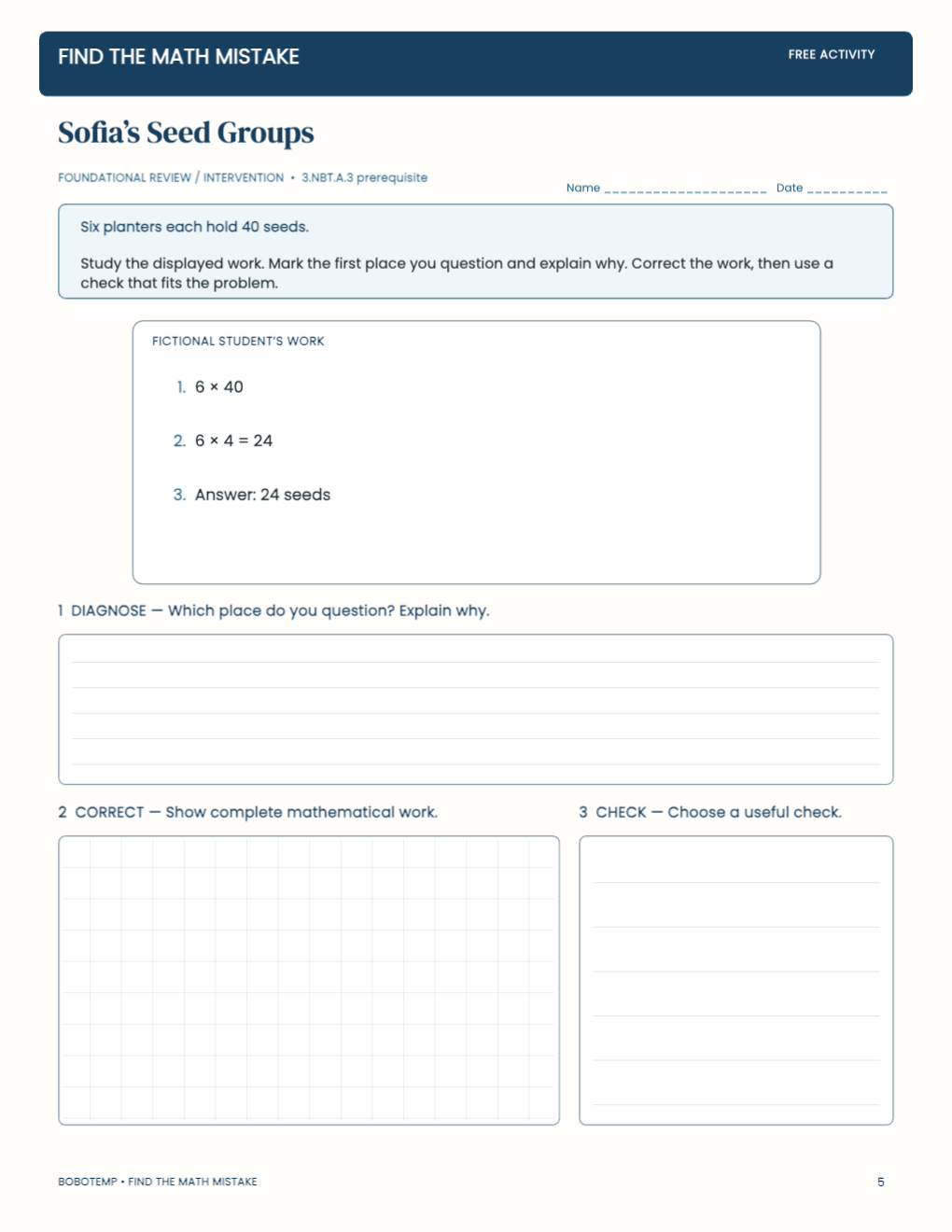 Find the Math Mistake free page 5