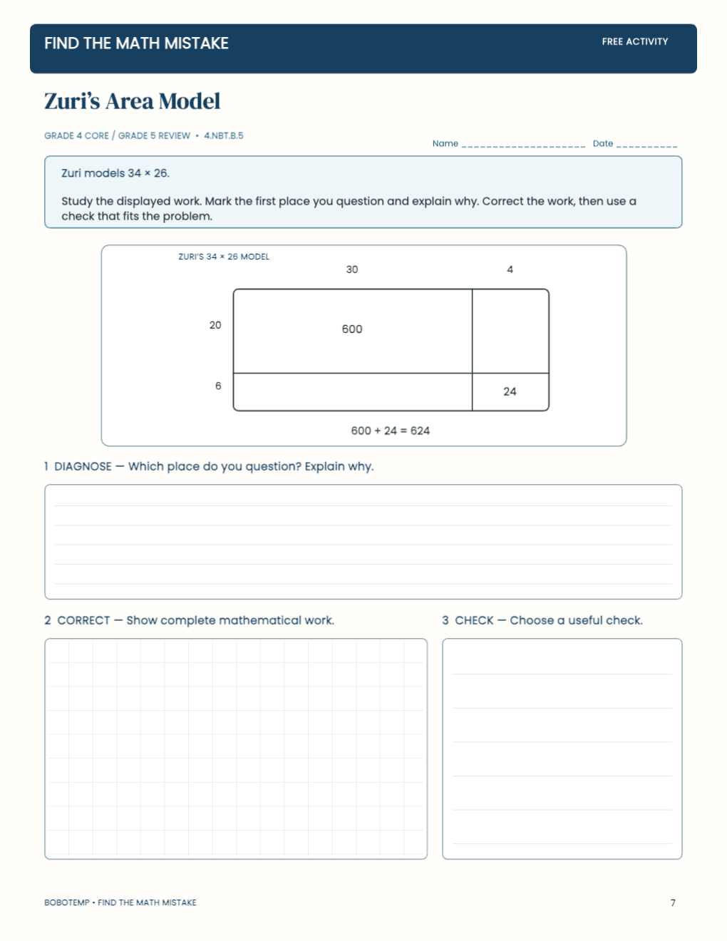 Find the Math Mistake free page 7