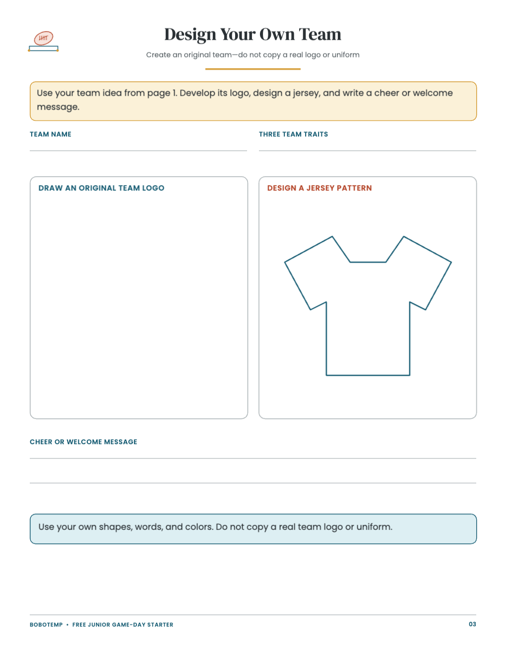 Junior Game-Day Activity Pack free page 3 of 4