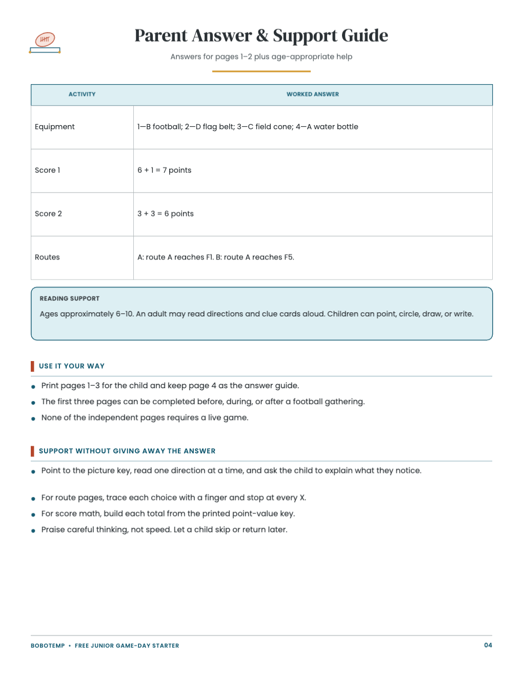 Junior Game-Day Activity Pack free page 4 of 4