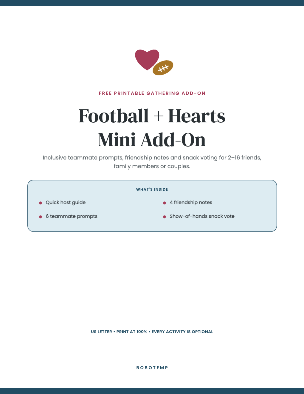 Hearts & Football Watch Party Add-On free page 1 of 4