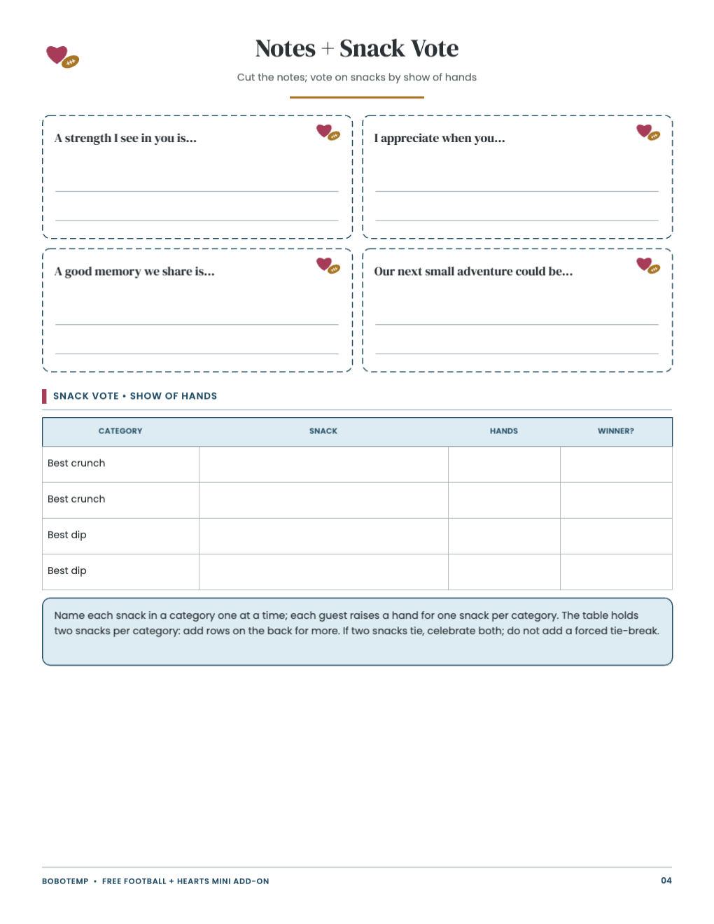 Hearts & Football Watch Party Add-On free page 4 of 4