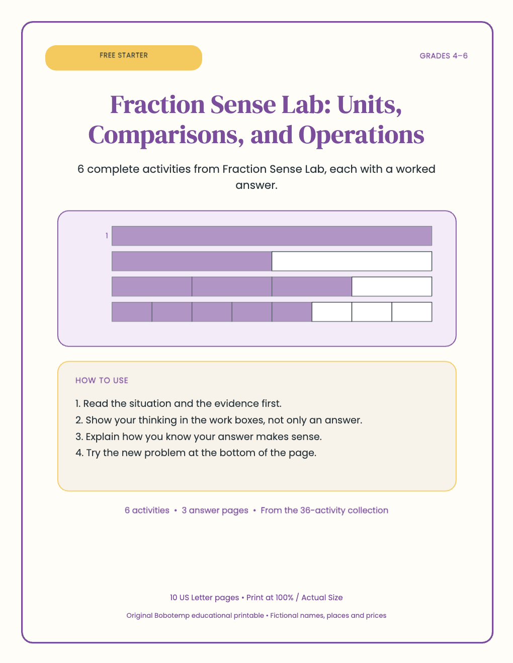 Fraction Sense Lab free starter cover
