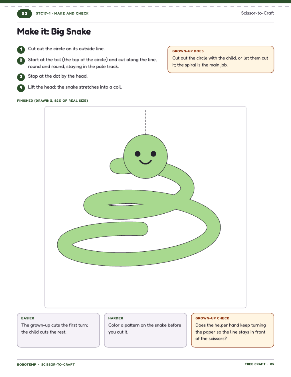 Mobile Studio Download Free Spiral Snake Cutting Craft (Printable)