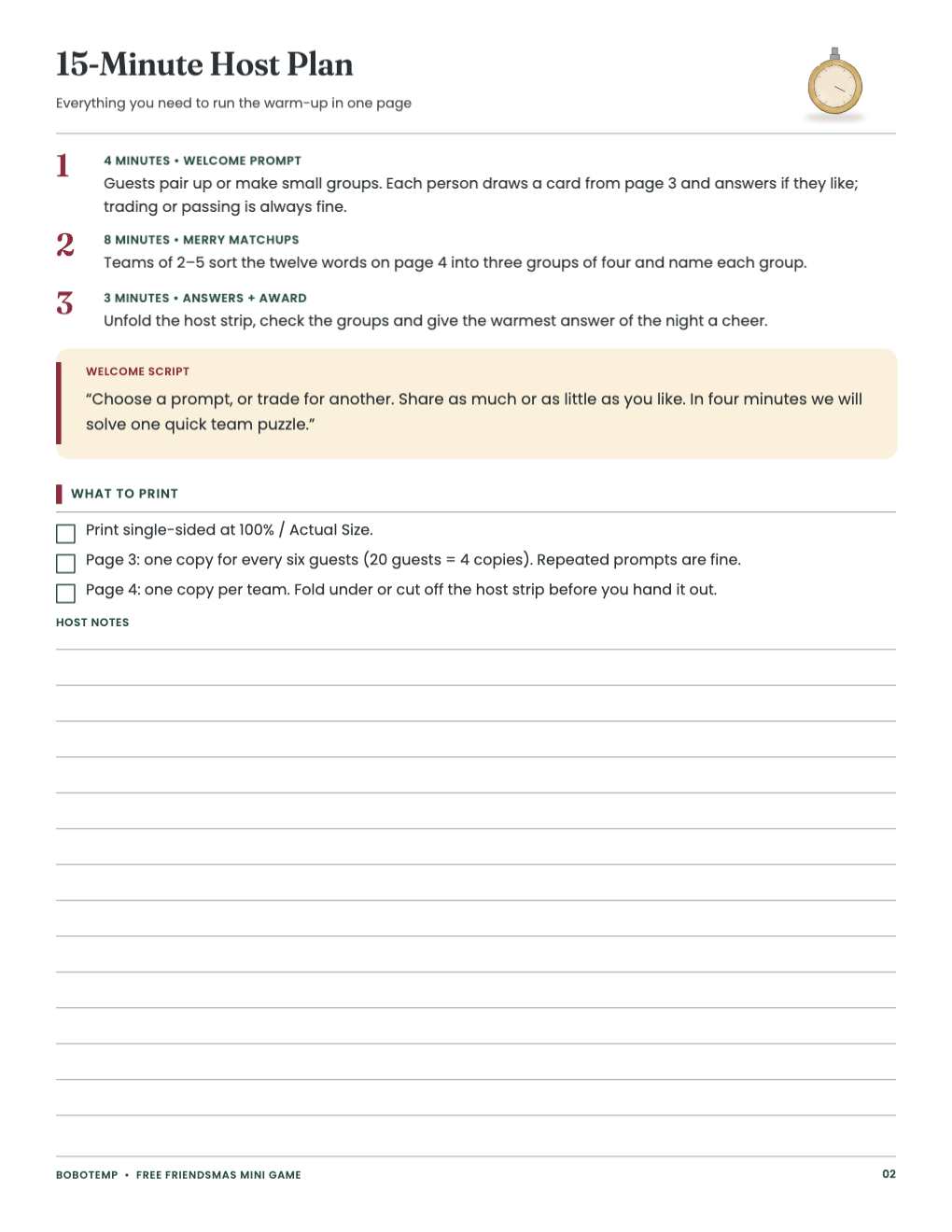Friendsmas Complete Party Game Kit free sample page 2 of 4