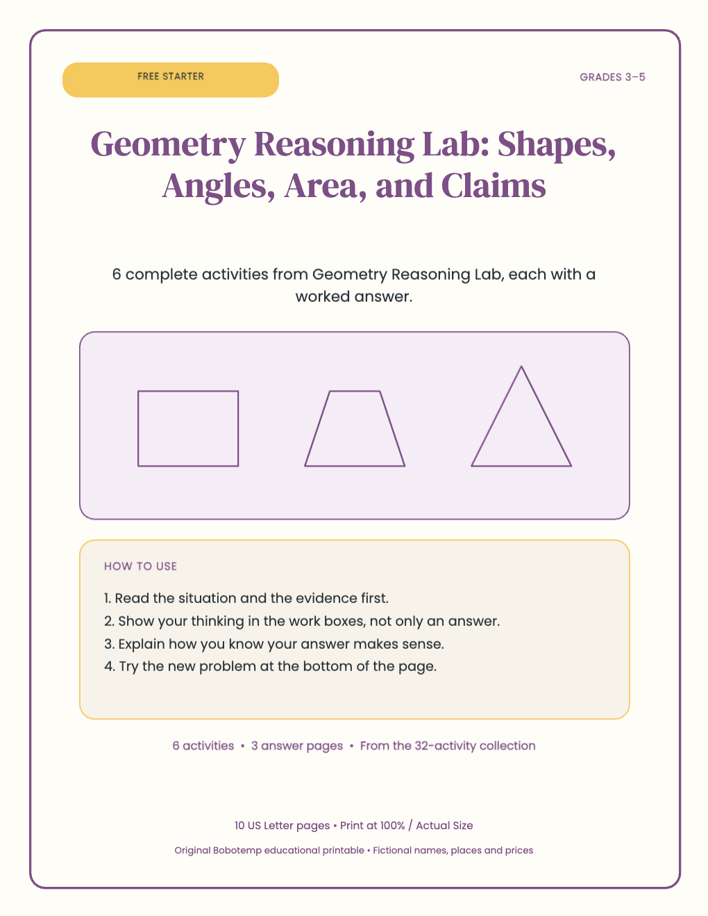 Geometry Reasoning Lab free starter cover