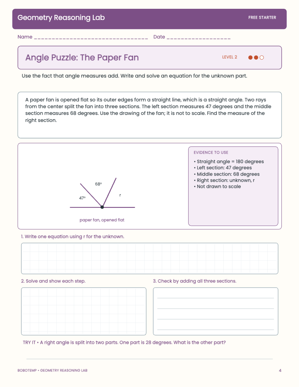 Geometry Reasoning Lab free activity page 3