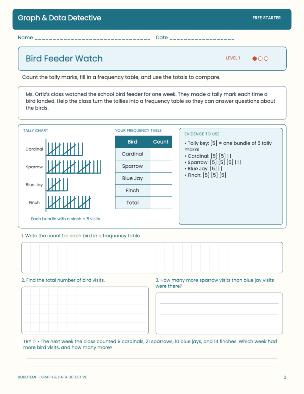 Graph & Data Detective free activity page 1