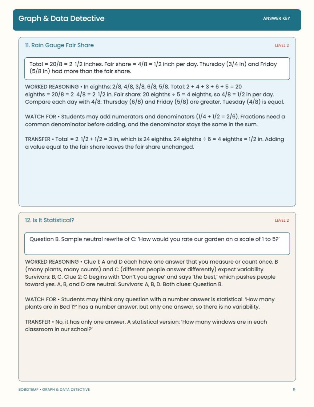 Graph & Data Detective worked answer page