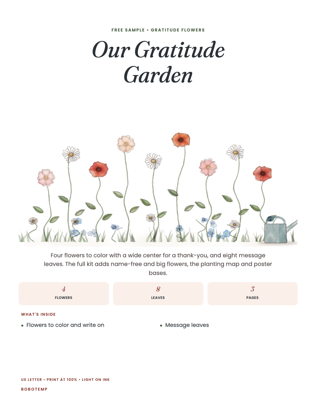 Our Gratitude Garden sampler cover with painted flowers on tall stems