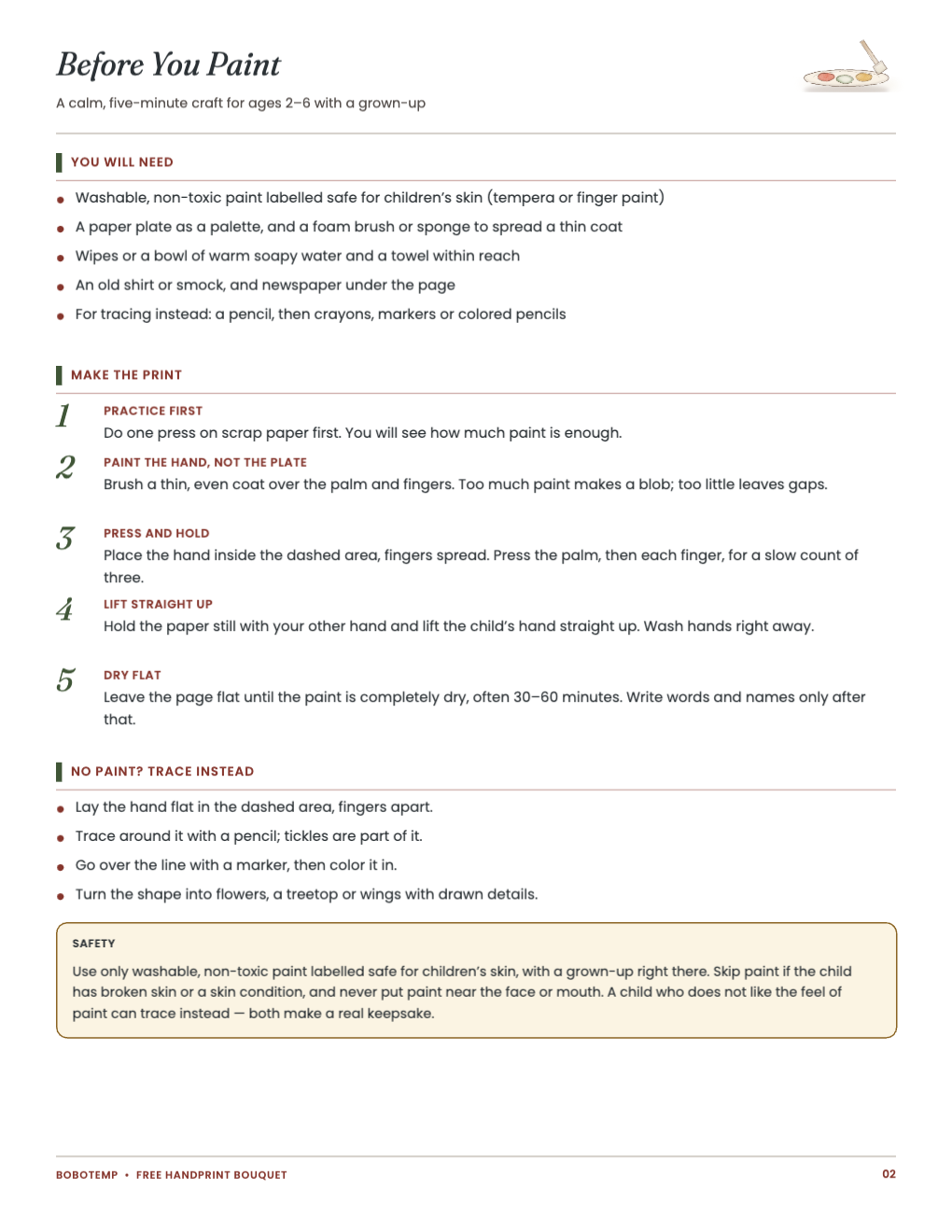 Before You Paint guide: supplies, five steps, tracing instead and safety