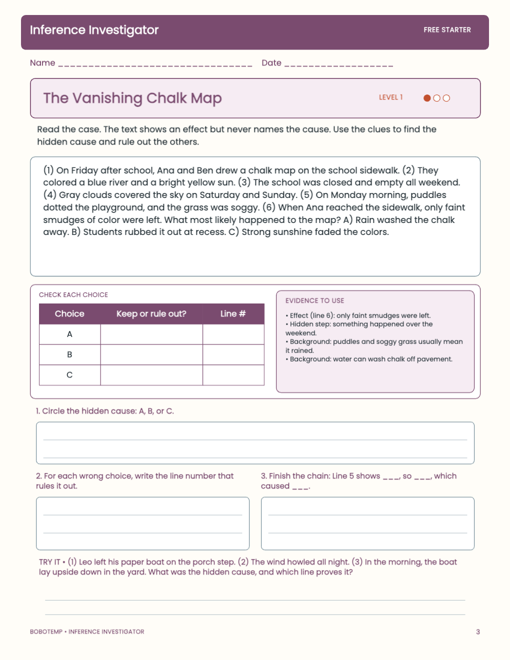 Inference Investigator free activity page 2