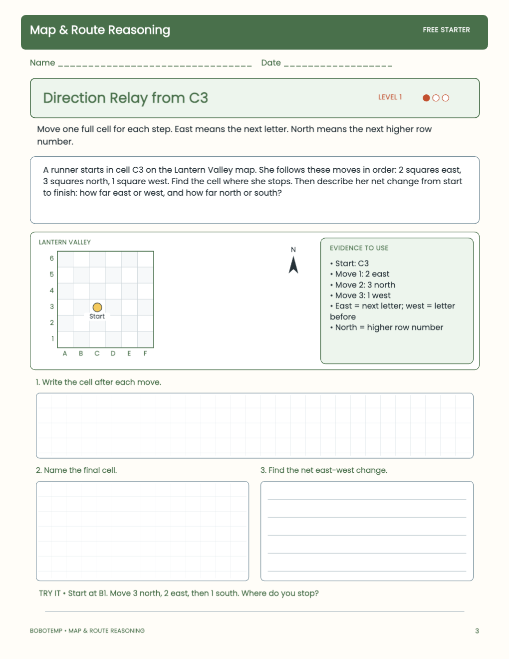 Map & Route Reasoning free activity page 2