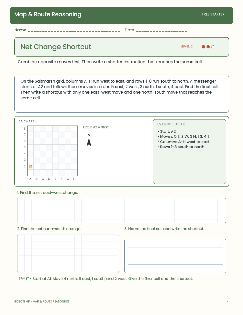 Map & Route Reasoning free activity page 3
