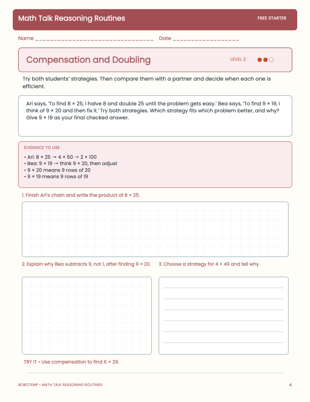 Math Talk Reasoning Routines free activity page 3