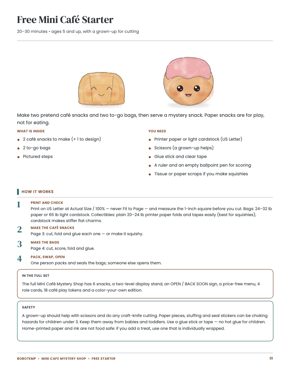 Free Mini Café Starter guide: what is inside, the steps and safety notes