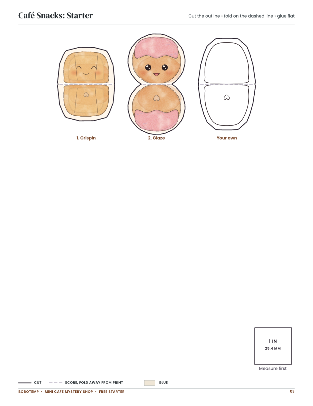 Café Snacks: Starter: collectibles with cut and fold lines and a blank to design
