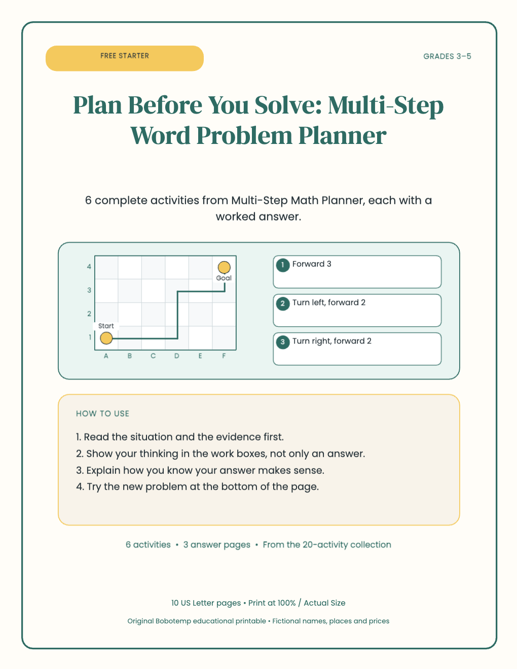 Multi-Step Math Planner free starter cover