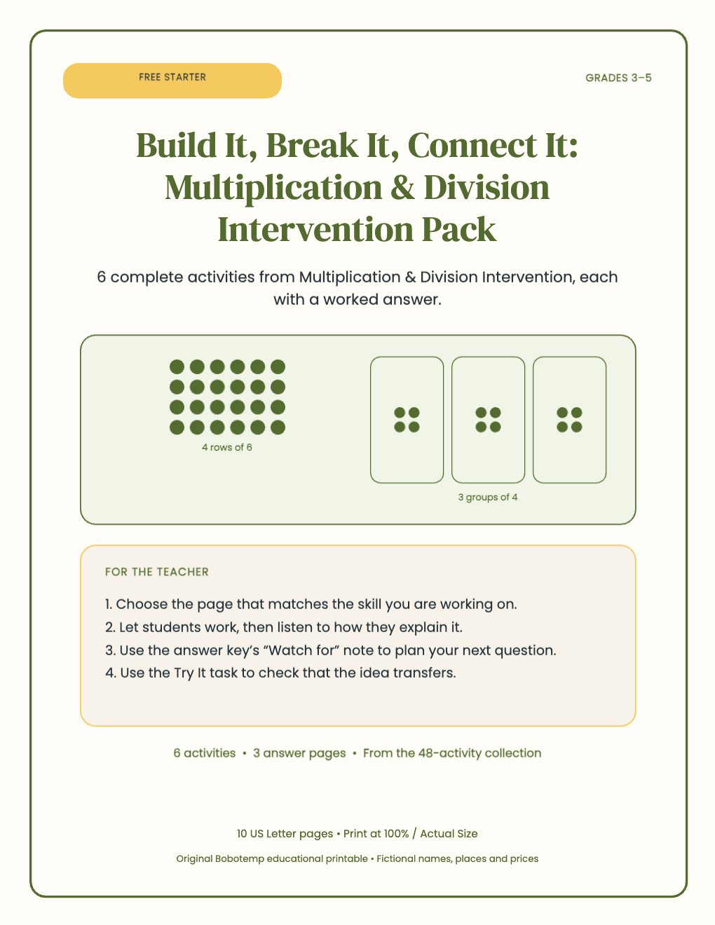 Multiplication & Division Intervention free starter cover