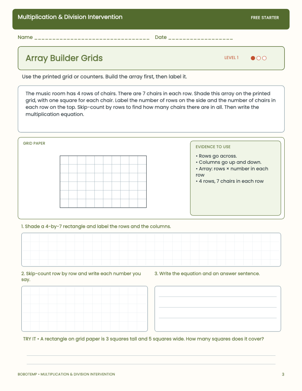 Multiplication & Division Intervention free activity page 2