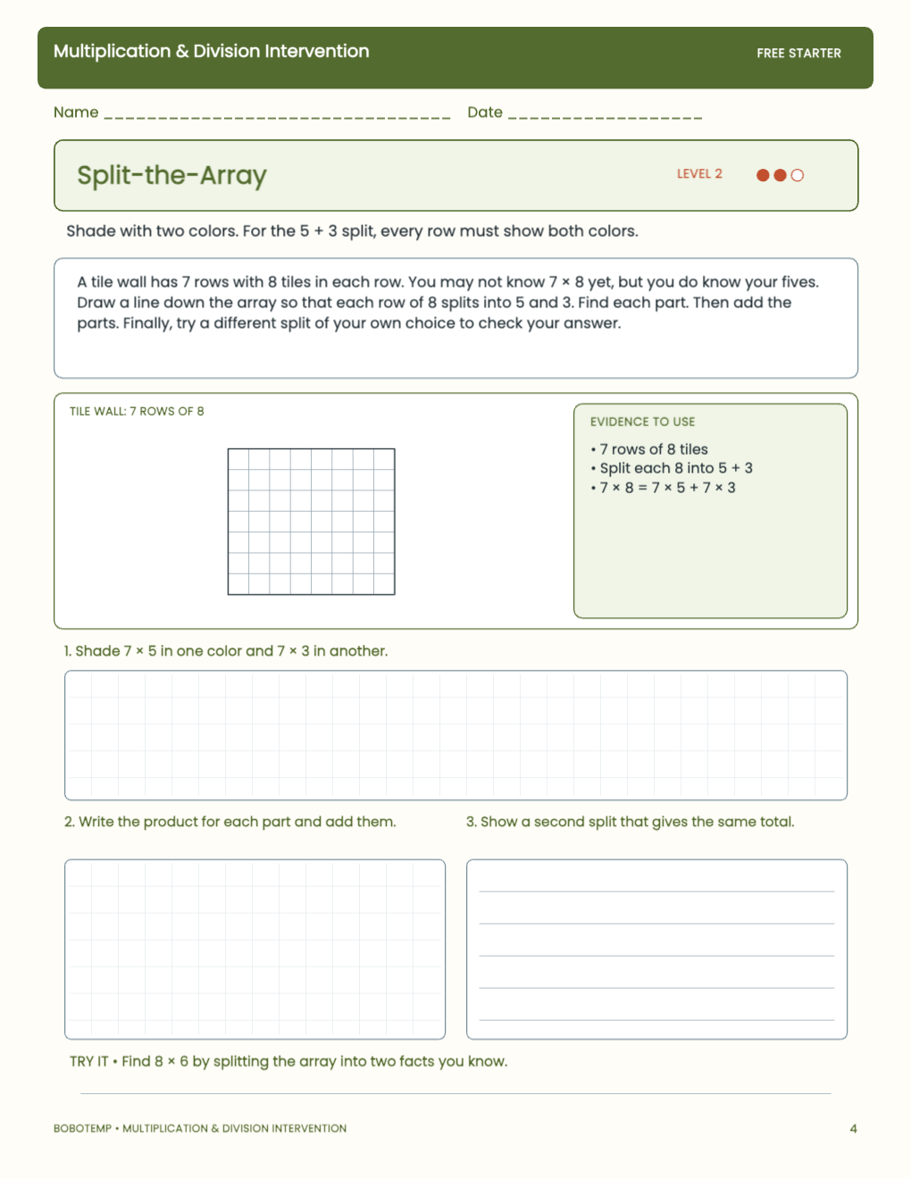 Multiplication & Division Intervention free activity page 3