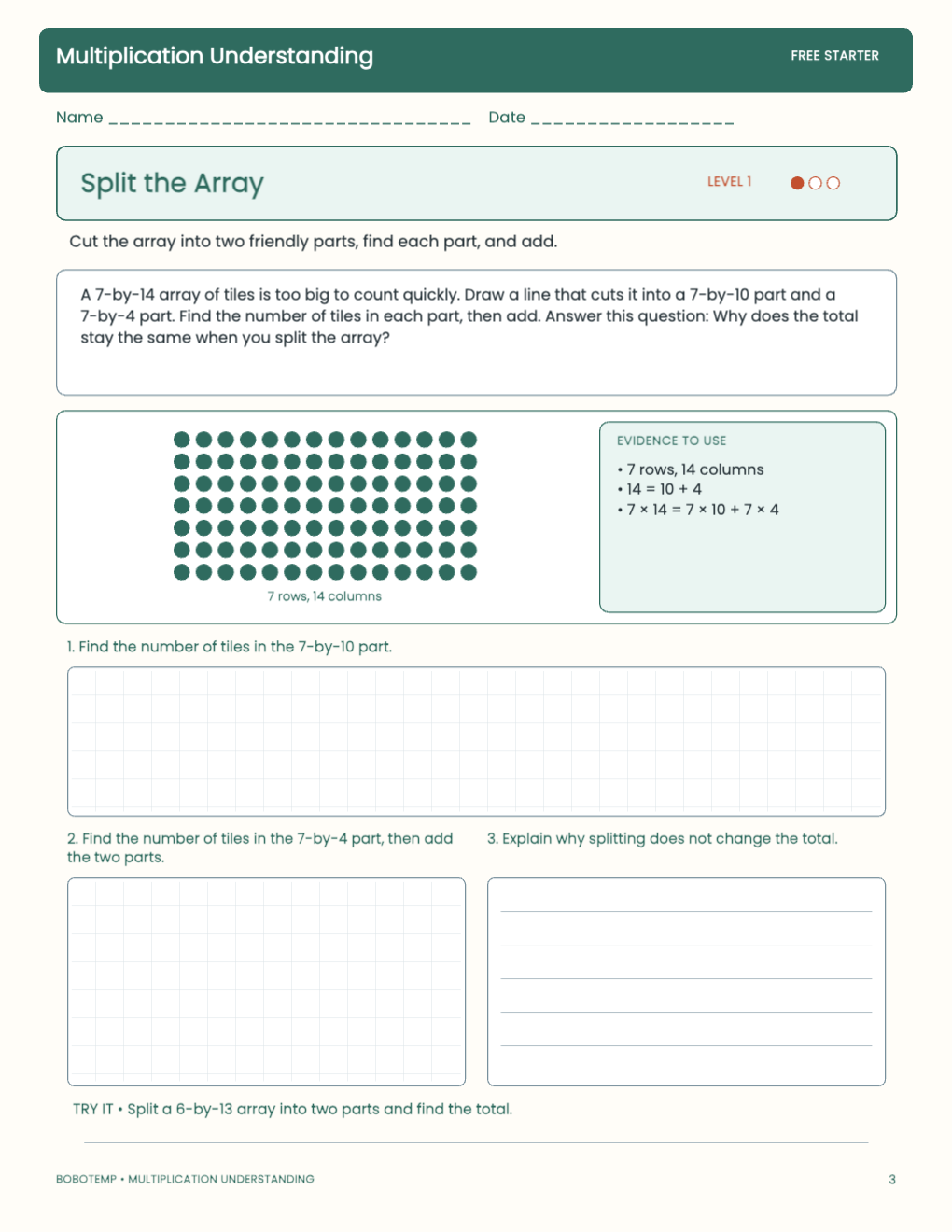 Multiplication Understanding free activity page 2