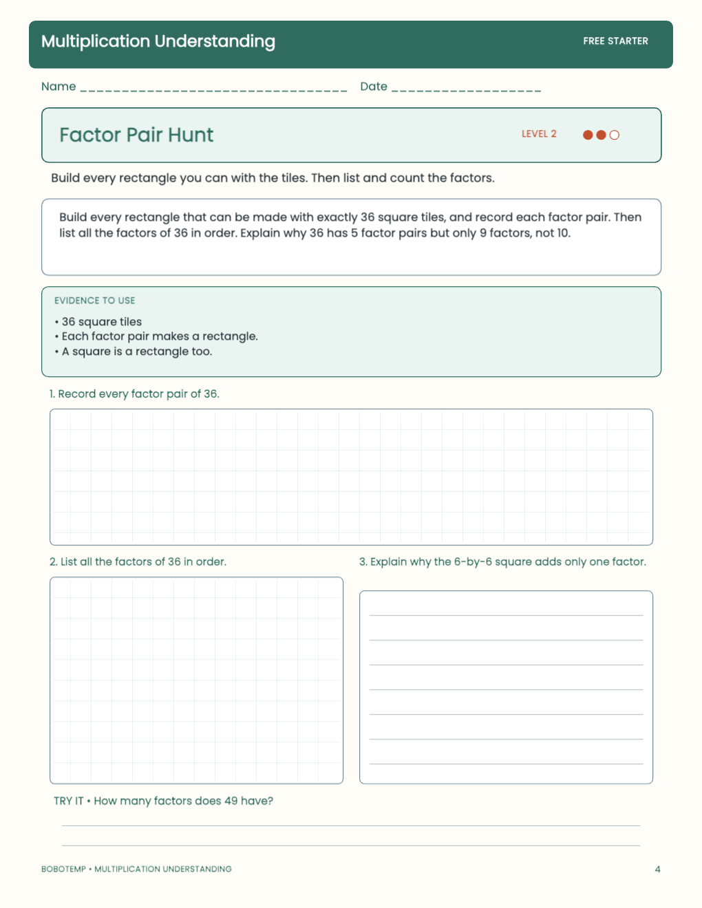 Multiplication Understanding free activity page 3