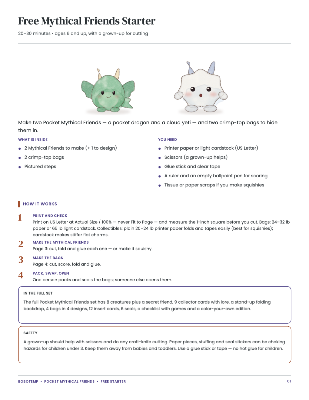 Free Mythical Friends Starter guide: what is inside, the steps and safety notes