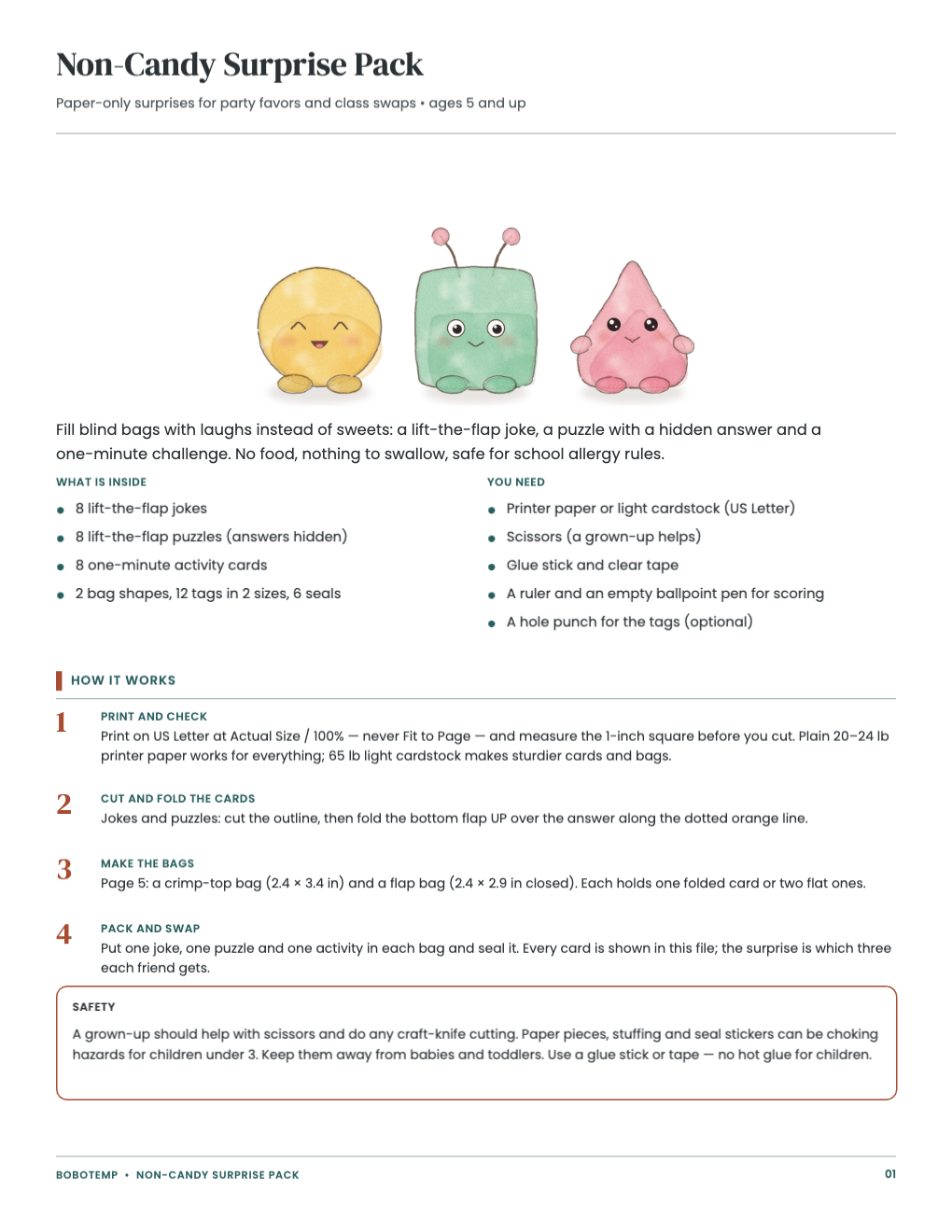 Non-Candy Surprise Pack guide: what is inside, the steps and safety notes